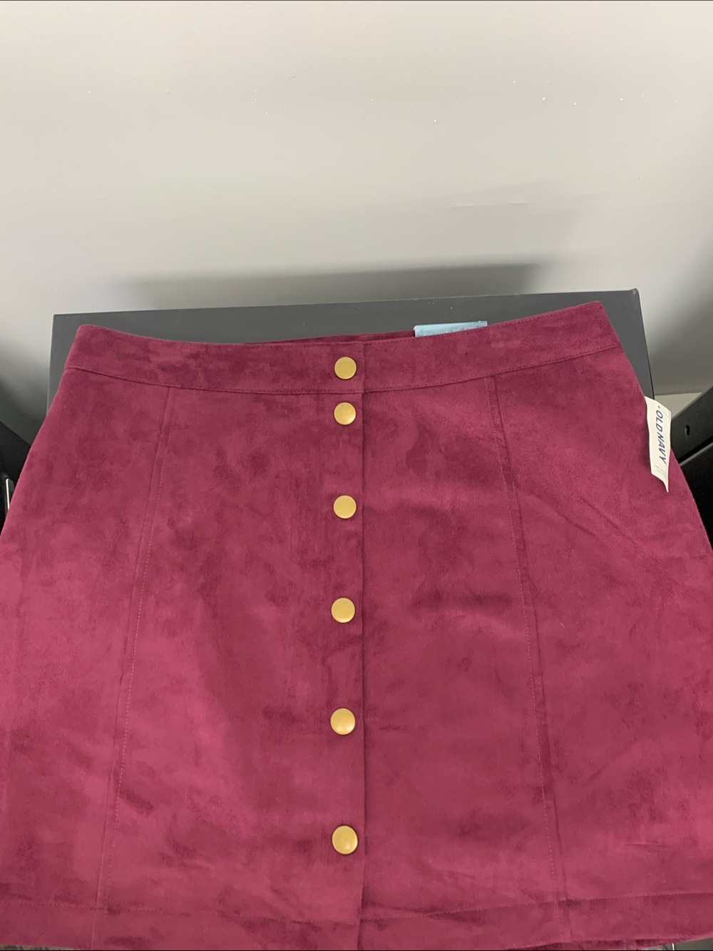 Old Navy Raspberry Pink Suede-Feel Button Front Mini Skirt